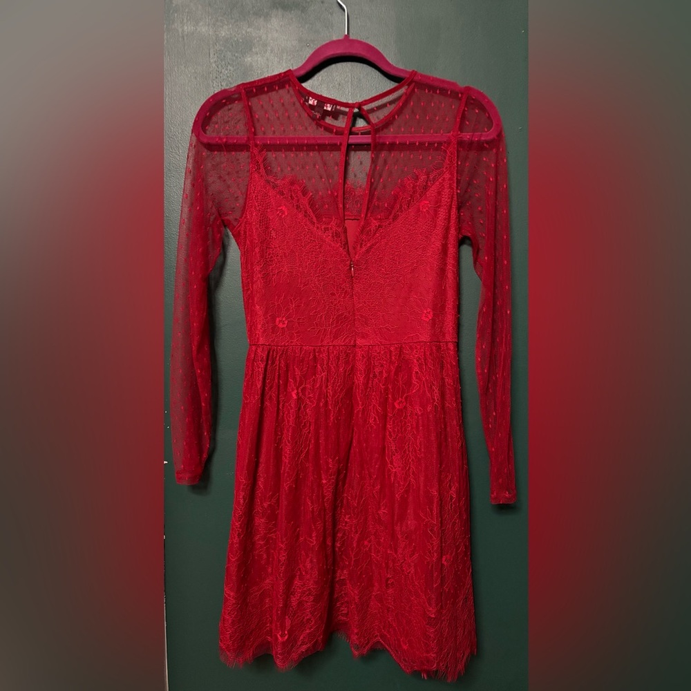 Sexy Red Lace Dress - Picture 2 of 2